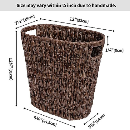 GRANNY SAYS Wicker Waste Basket, Waterproof Bathroom Trash Can, Bedroom Can, Durable Wastebasket with Handles, 15 Liters/4 Gallons - color: Brown, size: Rectangular - 13"L x 7½"W x 12¼"H