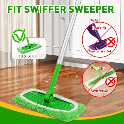 8Pcs Reusable Microfiber Mop Pads Compatible with Swiffer Sweeper,Replacement Dry Sweeping Cloths & Wet Mopping Pads Refills,Washable Mop Pads for Multi-Surface Floor Cleaning - color: Green