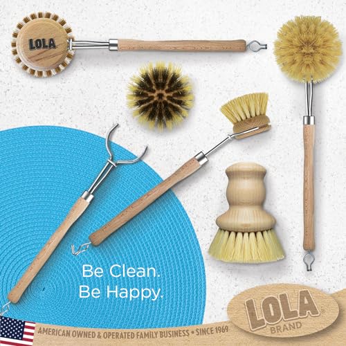 LOLA -The Original - Tampico Vegetable & Dish Brush, Sustainable Wood Ergonomic Handle w/Tampico Fiber Bristles, 1 Count - color: Small Vegetable & Dish Cleaning Brush, size: 1 Count