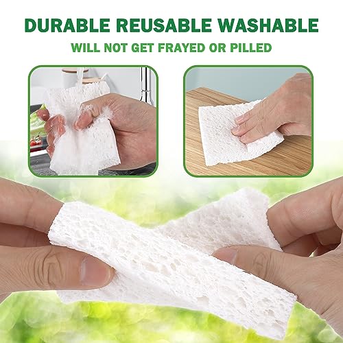 12 Pack Dishwashing Sponges Natural Cellulose Sponges Plant Based Resilient and Reusable Soft Dish Sponges for Washing Dishes DIY Craft Sponge for Fun - color: White