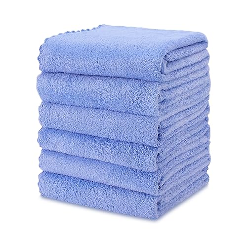 kimteny 6 Pack Microfiber Kitchen Dish Towel, 28 x 13 Inch Reusable Cleaning Cloth, 300 GSM Absorbent Towel for Dishes, Countertops & Sink (13x28-6 Pack, Blue) - color: Blue, size: 13x28 - 6 Pack