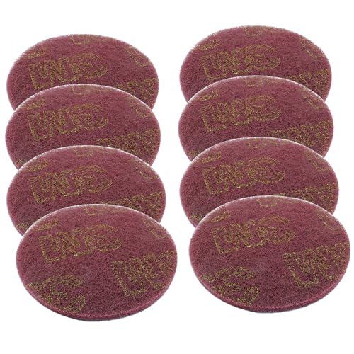 Hordion 8Pcs Scrub Pads Round Scrubber Scouring Pads Abrasive Scuffing Tool for Home Kitchen House Cleaning, Red