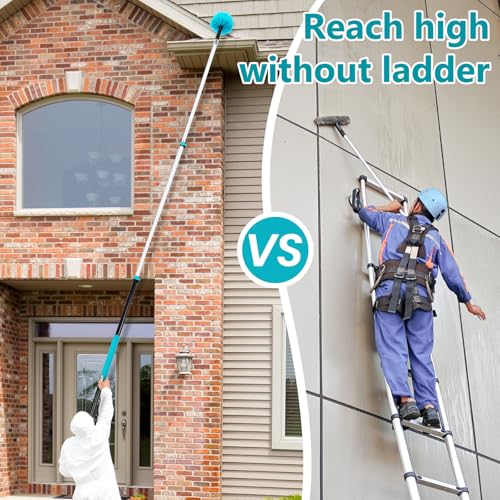 Mavriz 5-12 FT Spider Web Brush with Pole, Cobweb Duster with Extension Pole for Outdoor & Indoor Cleaning, Telescopic Long Duster for High Ceilings 20 Ft Reach