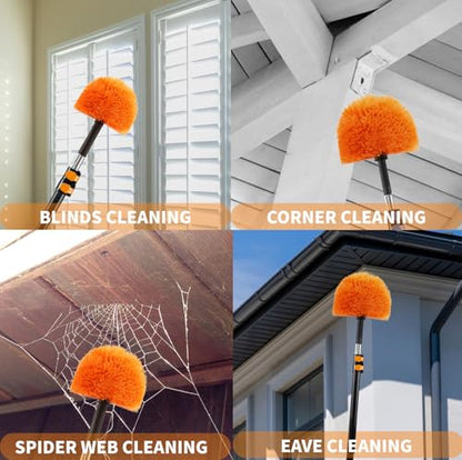 3 Pack Screw on Webster Cobweb Duster Head for Pole,Spider Web Remover Brush, Cobweb Duster Head Attachment,Fits Standard 3/4 inch Threaded Poles (3, Orange) - color: Orange