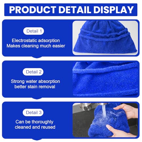 Flat Mop Pads Replacement Washable Floor Cleaning Cover Reusable Mop Head Cloth for Household Use(Blue) - color: Blue