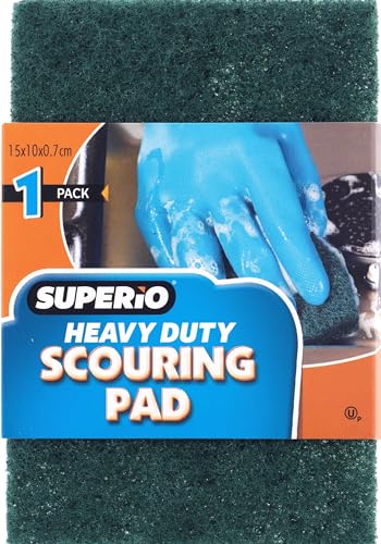 Scouring Pad Non-Scratching Scrubber Non-Scratch Cleaning Scrub Pads, Heavy Duty Scouring Pad, Reusable Kitchen Scrubbing Pad Pack of 1, Green, by Superio - size: 1-pack