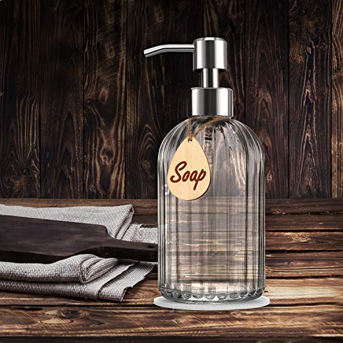 Thick Glass Soap Dispenser with Silicone Pad – Premium Quality – Dish Soap Dispenser, Hand Soap Dispenser – Rust Proof Stainless Steel Pump – Ideal for Kitchen Dish Soap, Bathroom Soap - color: Stainless Steel White Pump