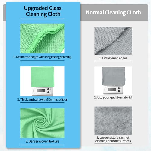Microfiber Cleaning Cloth, 10 Pack Glasses Cleaning Cloth, 16" ×14" Window Cleaning Rags, Streak Free Lint Free Polishing Cloths Wipes for Eye Glass Stainless Steel Windshield, Sage Green - color: Sage Green, size: 16" x 14"