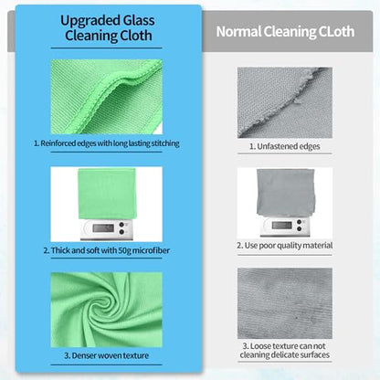 Microfiber Cleaning Cloth, 10 Pack Glasses Cleaning Cloth, 16" ×14" Window Cleaning Rags, Streak Free Lint Free Polishing Cloths Wipes for Eye Glass Stainless Steel Windshield, Sage Green - color: Sage Green, size: 16" x 14"