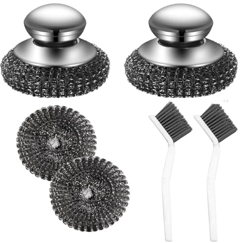 Steel Wool Scrubber, Oven Cleaner Brush, Stainless Steel Scrubber and Crevice Brushes Cleaning Set for Dishes, Iron, Pots, Stoves, Barbecue Grills, Sink