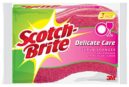 Scotch-Brite Delicate Care Scrub Sponge,3 Count (Pack of 8)