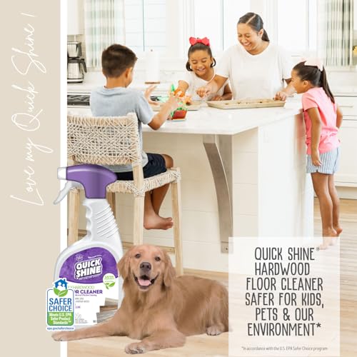 Quick Shine Hardwood Floor Cleaner Daily Care 24oz | Naturally Cleans Dirt & Scuff Marks | Dirt Dissolving, Streak Free, No Rinse & Ready to Use | Spray, Wipe, Done! | Safer Choice Cleaner - size: 24 Fl Oz (Pack of 1), style: 1 Bottle
