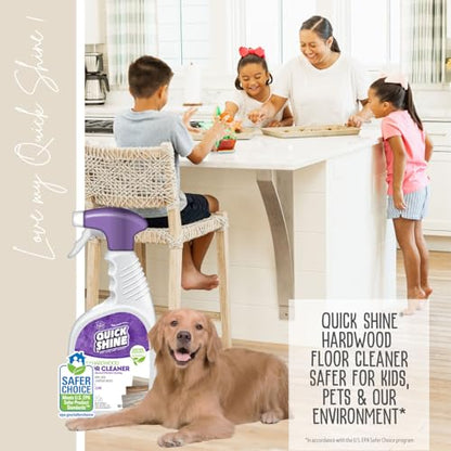 Quick Shine Hardwood Floor Cleaner Daily Care 24oz | Naturally Cleans Dirt & Scuff Marks | Dirt Dissolving, Streak Free, No Rinse & Ready to Use | Spray, Wipe, Done! | Safer Choice Cleaner - size: 24 Fl Oz (Pack of 1), style: 1 Bottle