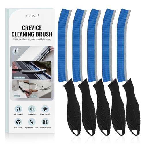 SXhyf Cleaning Brush - Hard Bristle Crevice Cleaning Brush, Multifunctional Gap Scrub Brush, Kitchen Essentials, Bathroom Cleaner Tools for Household Use, Home, Window, Toilet, Stove - color: Blue Bristle Black Handle