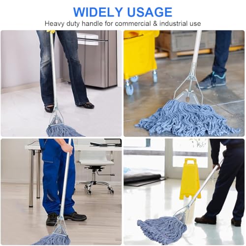 Mop Handle Commercial Heavy Duty - 57 Inch Industrial Metal Clamp Mop Stick Replacement for Floor Cleaning - Professional Mops Head Replacement Holder - color: Black 1 - Metal Clamp