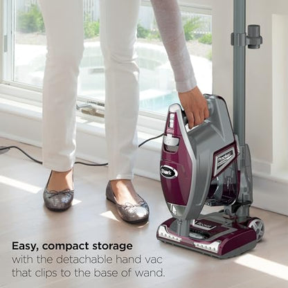 Shark Rocket Pet Plus | Corded Stick Vacuum Cleaner for Carpet, Rugs & Hard Floors | Lightweight Hand Vacuum for Pet Hair | LED Headlights | XL Dust Cup | 2 Attachments | Bordeaux/Silver | HV322 - style: Rocket Deluxe w/ headlights