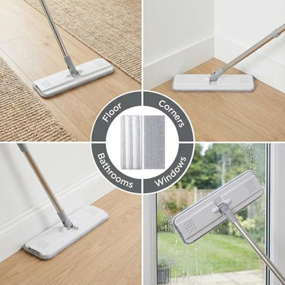 20Pcs Mop Replacement Pads, 13 * 4.9'' Universal Mop Pads Mop Head Refills Washable Wet Mop, Compatible with Most 11-13” Size Mops Microfiber Flat Mop Pad - color: White,grey