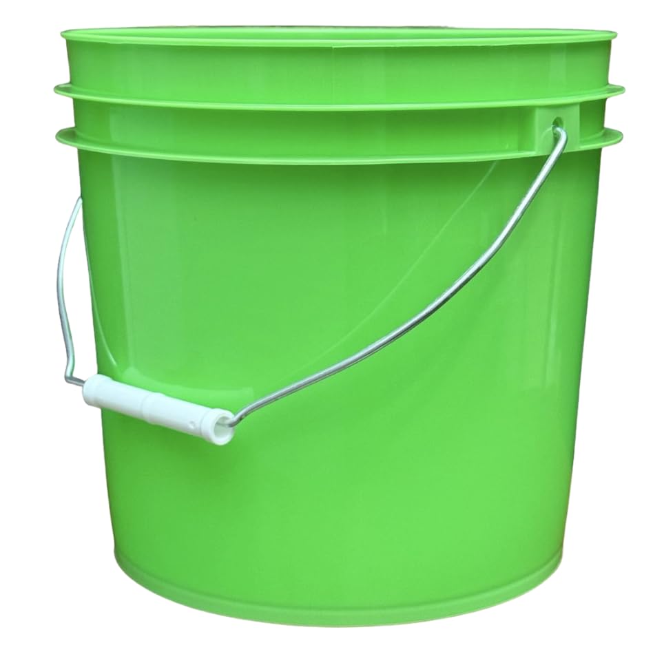 House Naturals 2 Gallon Food Grade - BPA Free Made in USA Buckets Lime Color pails with Screw On Gasket Lids (1, Lime - White lids) - color: Lime - White Lids