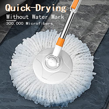 6-Pack Spin Mop Heads Refill, Easy Wring Microfiber Replacement Pads for Deep Cleaning, Universal Fit for Most Round Spin Mops - color: Mop Heads