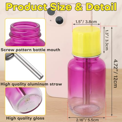 Noverlife 4Oz / 120ml Acetone Pump Dispenser with Cover, Alcohol Pump Dispenser Bottle Acetone Bottle Dispenser, Glass Push Down Pump Dispenser Nail Alcohol Bottle for Makeup Remover - Gradient Purple - color: D - 1pcs - Purple Round Shaped