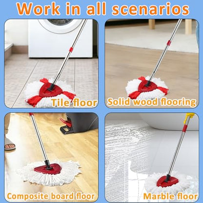 3 Pack Mop Refill Replace Heads Compatible with O-Cedar Easywring Spin Mop Head Replacement Refills for Ocedar, Microfiber Refills, Triangle Head Cover Base, Machine Washable and Easy-to-Replace