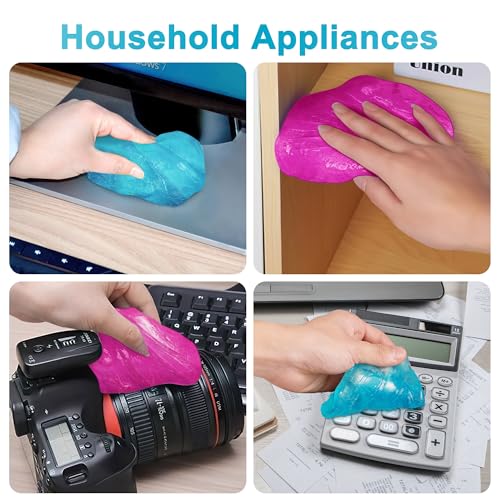 FiveJoy Car Cleaning Gels, 4-Pack Universal Auto Detailing Tools Car Interior Cleaner Putty, Dust Cleaning Mud for PC Tablet Laptop Keyboard, Camera, Printers, Calculator - 320g (2.8oz/pcs) - color: Blue,Pink