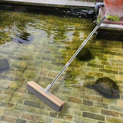 Generic Stainless Steel Wire Scrub Brush Deck Floor Brush Remover Floor Cleaning Tool with Long Handle for Rough Surface Patio, 30cm - size: 30cm