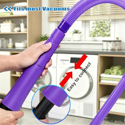 3 Pieces Dryer Vent Cleaner Kit: Vacuum Hose With Brush & Gloves Fits for Vacuums Cleaner, Refrigerator Condenser Coils, Tight Spaces Behind Appliances, Deep Cleaning Tools for Clogged Ducts- Purple - color: Purple(Complete Kit)