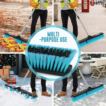 24" Push Broom Outdoor Heavy Duty, Commercial Push Broom for Cleaning with 55" Long Handle and Stiff Bristles, Large Shop Broom for Driveway Garage Yard Patio Warehouse Concrete Floor Cleaning