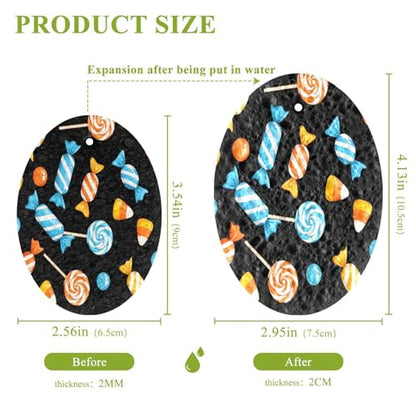 Candy Sweet Halloween Dish Scrub Sponges Kitchen Non Scratch Reusable Compressed Cellulose Sponge Hanging for Household Cleaning Washing Dishes Pots and Pans 3 Pack - color: Pattern19
