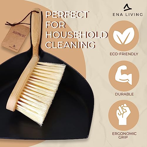 Bamboo Dust Pan & Brush Set, Portable Dustpan & Brush, Perfect For Household Cleaning, Sturdy & Effective Dust Pan, Bamboo Sweeping Brush - Standard - size: Standard