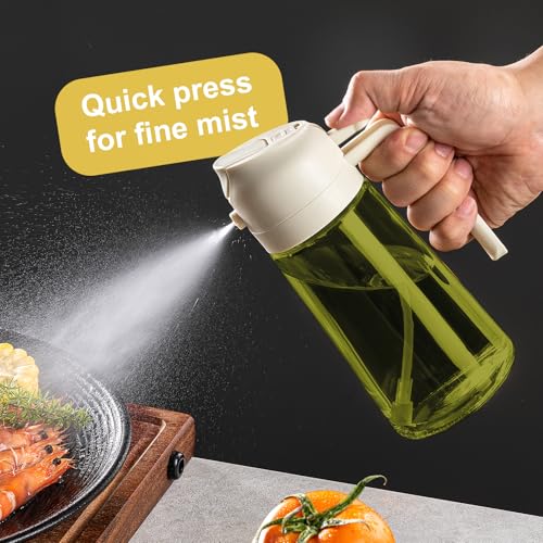 CXINYI - 16oz/470ml Olive Oil Dispenser for Kitchen with Stickers - 2 in 1 Olive Oil Sprayer for Cooking, Air Fryer, and Salad, White (Light-Proof Kitchen Gadget) - color: White-02