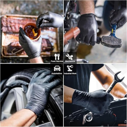 PROMEDIX P Heavy Duty Nitrile Gloves with Diamond Texture 8 Mil Latex Free Powder Free Industrial Disposable Glove - color: Black, size: XX-Large