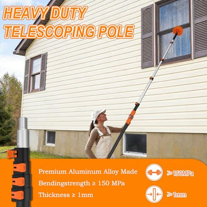 SISUPASSIE Telescoping Extension Pole, Reach to 20FT Telescoping Pole Multi-Purpose 3-12FT Lightweight, Sturdy with Universal Twist-on Metal Tip Extendable for Dusting Painting Window Cleaning - size: 12 Feet