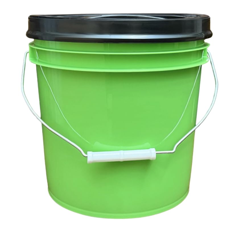 House Naturals 2 Gallon Food Grade - BPA Free Made in USA Buckets Lime Color pails with Screw On Gasket Lids (1, Lime - Black lids) - color: Lime - Black Lids