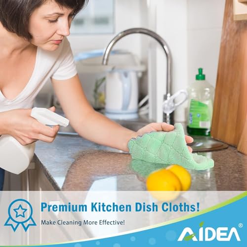 AIDEA Kitchen Towels, 24 Pack Absorbent Coral Fleece Dish Towels, No Odor Reusable Dish Cloths, Microfiber Cleaning Cloths, Fast Drying Dishcloths, 6.3" x10.4" - size: 6.3" x10.4" (Pack of 24)