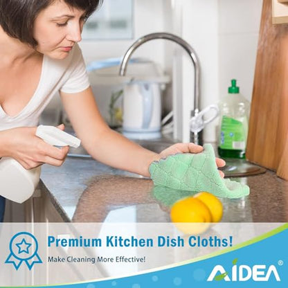 AIDEA Kitchen Towels, 24 Pack Absorbent Coral Fleece Dish Towels, No Odor Reusable Dish Cloths, Microfiber Cleaning Cloths, Fast Drying Dishcloths, 6.3" x10.4" - size: 6.3" x10.4" (Pack of 24)