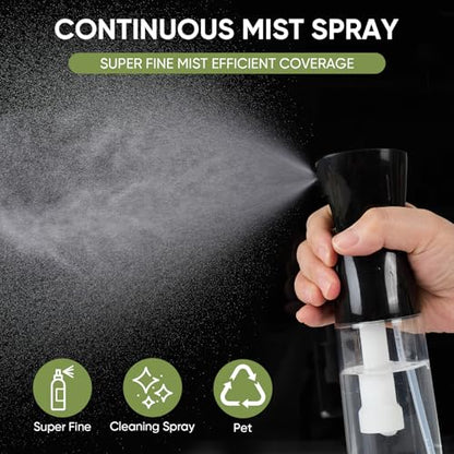 Continuous Spray Bottles, Ultra Fine Mist Sprayer, Spray Bottle For Hairstyling, Cleaning, Plants, Pets, Barbers, Salons (Black) - color: Black