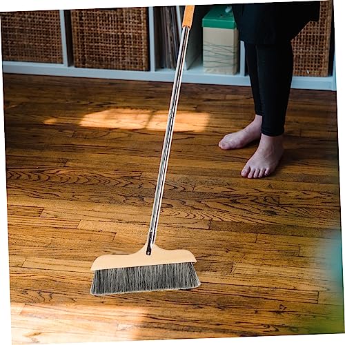 Ipetboom Broom Long Handle Soft Bristle Sweeper Indoor Floor Brush Hair Broom for Kitchen and Home - color: Black