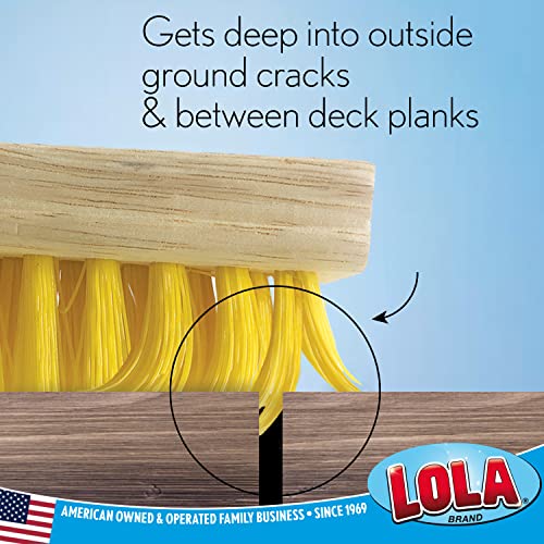 LOLA Deck Scrub Brush with Stiff Bristles, Heavy Duty Outdoor Scrub Broom for Patios, Decks, Concrete & Tile, Removes Dirt, Grime, Leaves & Snow, Wet or Dry Use, 1 Count - size: 1 Count, style: Poly Fibers Deck Broom -Aluminum Handle