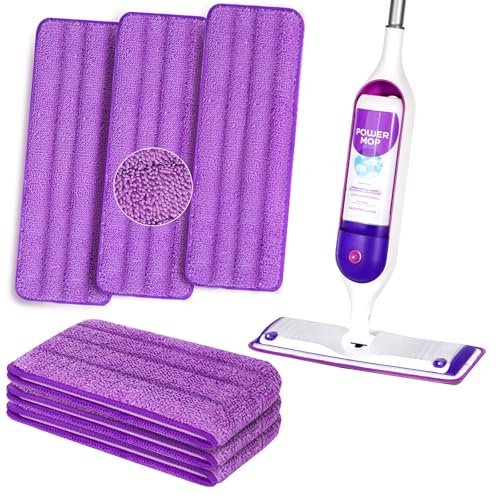 6 Pack Reusable Microfiber Mop Pads for Swiffer PowerMop, Power Mop Pads Refills for 13 ''-16 '' Spray Mop, Machine Washable Pad Replacement for All Floor Types Cleanin