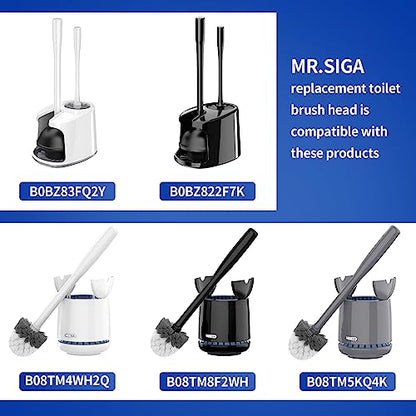 MR.SIGA Premium Toilet Bowl Brush Replacement Head, 2 Pack