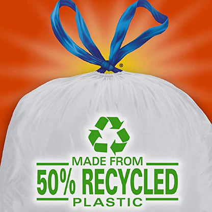 Hefty Renew Tall Kitchen Trash Bags, White, Unscented, 13 Gallon, 40 Count
