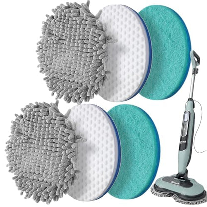 Frescares S7001 Upgraded Steam&Scrub Mop Pads Kit for Shrak,S8201 S8001 S7000 S7201 S7000AMZ S7005 S7020 S7001C All-in-One Hard Floor Steam Mop (2Green2White2Grey) - color: 2green2white2grey