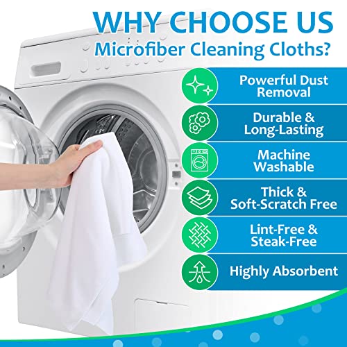 Newwiee 6 Pcs Extra Large Microfiber Cleaning Cloth 30" x 20" Washable Reusable Microfiber Towel Streak Free Lint Free Cloth for Cleaning Home Glass Office Window Bathrooms (White) - color: White