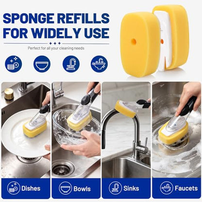 Sponge Brush Refills for OXO Dish Brush, 6 Pack Soap Dispensing Dish Refills, Scrub Replacement Head for Scrubber, Sponge Replacement Head Fits Soap Dispensing Handle