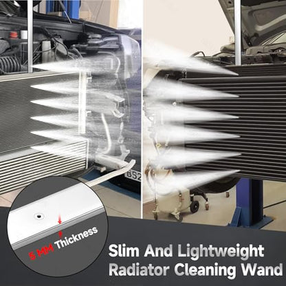 47" + 24" Radiator Cleaning Wand Set, Dual Water/Air Flush Modes, 4500 PSI, Radiator Cleaning Tool Suitable for Use on Cars, Trucks, Construction and Agricultural Machinery, Household Air