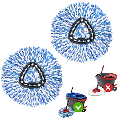 Spin Mop Replace Head for O Ceda Spinning EasyWring Rinse Clean Mop Refill, Mop Head Replacement fit 2 Tank System Mop Bucket, Microfiber, 2 Packs - size: 2pcs 2-Tank Mop Blue