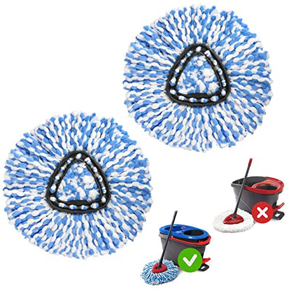 Spin Mop Replace Head for O Ceda Spinning EasyWring Rinse Clean Mop Refill, Mop Head Replacement fit 2 Tank System Mop Bucket, Microfiber, 2 Packs - size: 2pcs 2-Tank Mop Blue