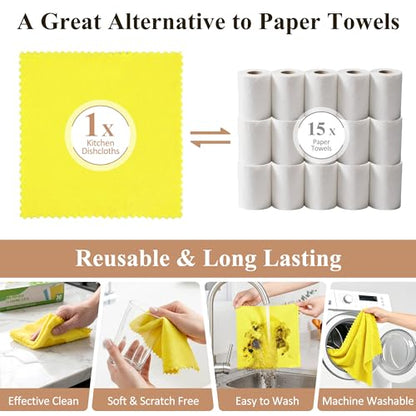 30 Pack Microfiber Cleaning Cloths, Dish Towels for Kitchen, Cleaning Rags for Car, Window, Bathroom, Household, Ultra Absorbent Cleaning Supplies Lint Free Streak Free, Reusable & Washable (Yellow) - color: Yellow